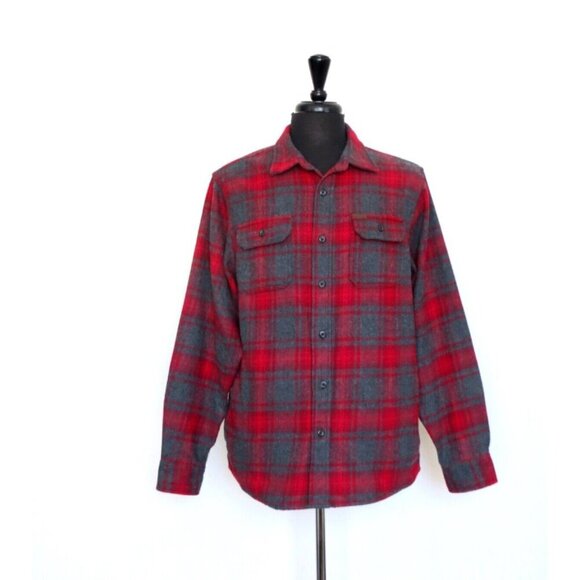 NEW! Orvis Heavy Weight Flannel Shirt Shacket Long Sleeve Red Gray SZ L - Picture 1 of 6